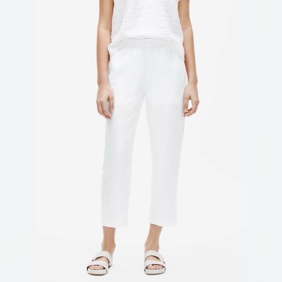 Eileen Fisher Pants - Eileen Fisher Women's White Tencel & Organic Linen Slub Easy Pant size XL